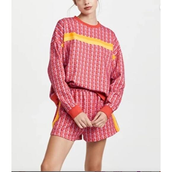 Rhode Track Cherry Monogram Shorts + Sweatshirt SET - Picture 1 of 13